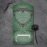 Gothique Noir & Vert Filigree Dîner Coeur
