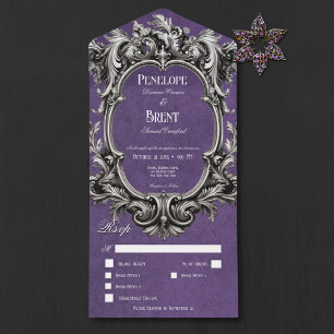 Invitation Tout En Un Gothique Purple Moody Victorian Frame Diner