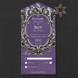 Invitation Tout En Un Gothique Purple Moody Victorian Frame No Dinner