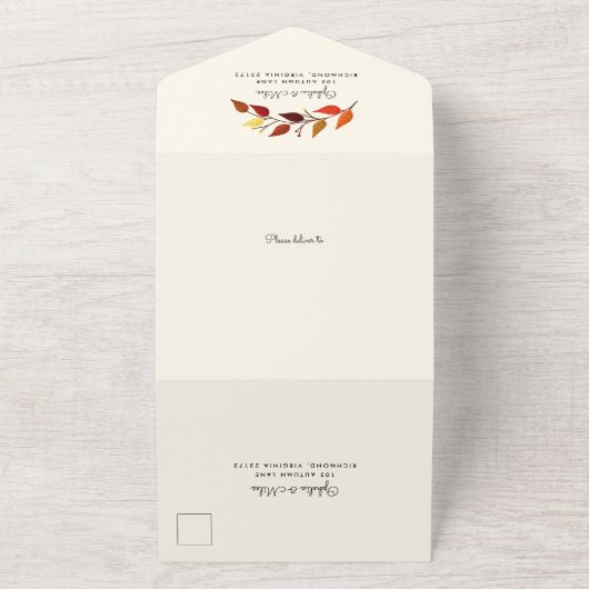 Invitation Tout En Un Gouache Automne part tous en un mariage Inviter (Dehors)