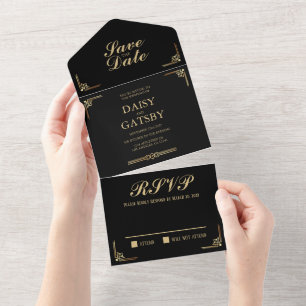 Invitation Tout En Un Grand Gatsby Enregistrer la date RSVP