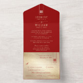 Invitation Tout En Un Grand Rectangle double bonheur Mariage chinois (À l'intérieur)