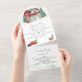 Invitation Tout En Un Grange d'hiver Neige de Noël (Déchirure)