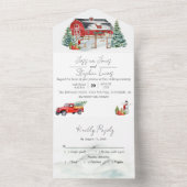 Invitation Tout En Un Grange d'hiver Neige de Noël (À l'intérieur)