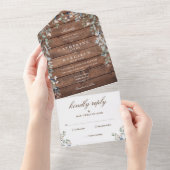 Invitation Tout En Un Grange rustique Bois Floral Verdure Cascade Mariag (Déchirure)