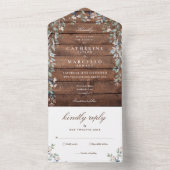 Invitation Tout En Un Grange rustique Bois Floral Verdure Cascade Mariag (À l'intérieur)