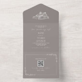 Invitation Tout En Un Grange Rustique Mariage agricole Amethyst Grey QR (À l'intérieur)