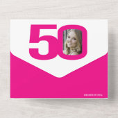 Invitation Tout En Un Graphic rose blanc quatre photos 50e fête d'annive (Verso)