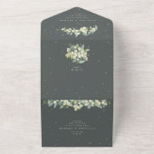 Invitation Tout En Un Gray Green Snowberry+Eucalyptus Mariage d'hiver (Dehors)