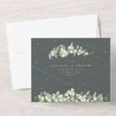 Invitation Tout En Un Gray Green Snowberry+Eucalyptus Mariage d'hiver (Verso)