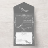 Invitation Tout En Un Gray Peacock s'épanouit (À l'intérieur)