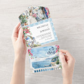 Invitation Tout En Un Grèce | Mariage méditerranéen illustré (Déchirure)