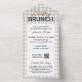 Invitation Tout En Un Green Checker Baby Brunch Invite with Book Card (À l'intérieur)