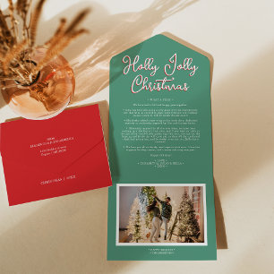 Invitation Tout En Un Green Holly Jolly Christmas Four Photo Family News