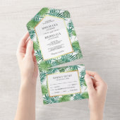 Invitation Tout En Un Green Tropical Palm Feuille Mariage (Déchirure)