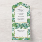 Invitation Tout En Un Green Tropical Palm Feuille Mariage (À l'intérieur)