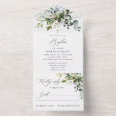 Invitation Tout En Un Greenery, Eucalyptus Leaves, Boho, Baptism (À l'intérieur)