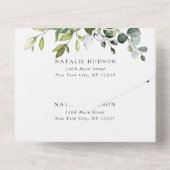 Invitation Tout En Un Greenery, Eucalyptus Leaves, Boho, Baptism (Verso)