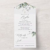 Invitation Tout En Un Greenery, Eucalyptus Leaves, Boho, Baptism (À l'intérieur)