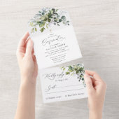 Invitation Tout En Un Greenery, Eucalyptus Leaves, Boho, Confirmation (Déchirure)