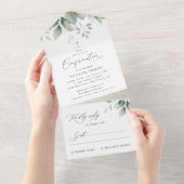 Invitation Tout En Un Greenery, Eucalyptus Leaves, Boho, Confirmation (Déchirure)