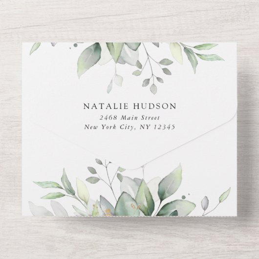 Invitation Tout En Un Greenery, Eucalyptus Leaves, Boho, Confirmation (Verso)