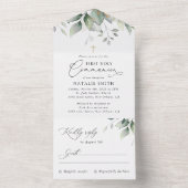 Invitation Tout En Un Greenery, Eucalyptus Leaves, First Holy Communion (À l'intérieur)