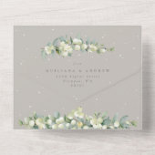 Invitation Tout En Un Greige Snowberry+Eucalyptus Réception de mariage u (Verso)
