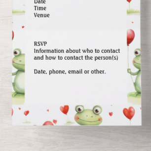 Invitation Tout En Un Grenouille fantaisiste avec ballons en forme de cœ