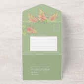 Invitation Tout En Un Grevillea aquarelle mariage RSVP détail vert (Dehors)