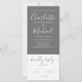 Invitation Tout En Un Gris Et Blanc Script Photo Mariage (Devant)