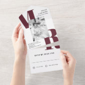 Invitation Tout En Un Gros Initiales Marsala Typographie Mariage photo (Déchirure)