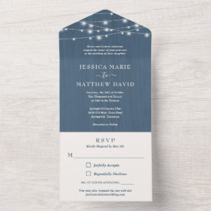 Invitation Tout En Un Guirlande Lumineuse de Mariage Rustique de Ferme T
