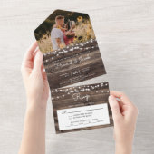 Invitation Tout En Un Guirlande lumineuse en bois rustique Photo avec RS (Déchirure)