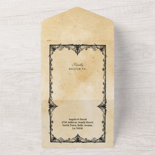 Invitation Tout En Un Halloween chauves-souris frontière gothique Invita (Dehors)