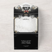 Invitation Tout En Un Halloween Elegant Rose noir Skeletons MENU RSVP (Dehors)