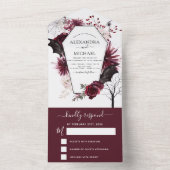 Invitation Tout En Un Halloween Mariage Automne automne foncé Bourgogne  (À l'intérieur)