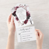 Invitation Tout En Un Halloween Mariage Automne automne foncé Bourgogne  (Déchirure)