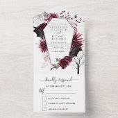 Invitation Tout En Un Halloween Mariage Automne automne foncé Bourgogne  (À l'intérieur)