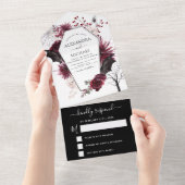 Invitation Tout En Un Halloween Mariage Automne automne foncé Bourgogne (Déchirure)