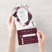 Invitation Tout En Un Halloween Mariage Automne automne foncé Bourgogne  (Déchirure)