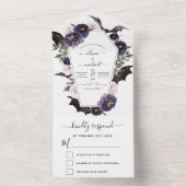 Invitation Tout En Un Halloween Mariage Automne automne foncé pourpre (À l'intérieur)