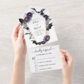 Invitation Tout En Un Halloween Mariage Automne automne foncé pourpre (Déchirure)