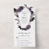 Invitation Tout En Un Halloween Mariage Automne automne foncé pourpre (À l'intérieur)