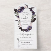 Invitation Tout En Un Halloween Mariage Automne automne foncé pourpre (À l'intérieur)