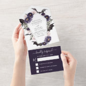 Invitation Tout En Un Halloween Mariage Automne Automne Tomber Violet fo (Déchirure)