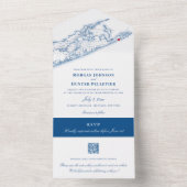 Invitation Tout En Un Hamptons Montauk Map Elegant Mariage de code QR (À l'intérieur)