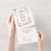 Invitation Tout En Un Hand Drawn Doodles Funky Quirky Modern Wedding (Déchirure)