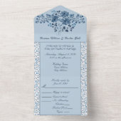 Invitation Tout En Un Harbour Blue Floral et (À l'intérieur)