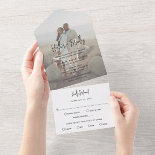 Invitation Tout En Un Heather Elegant Minimal Mariage moderne